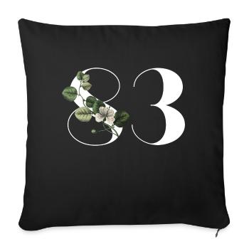 Nummer 83 Blumengrün - 83. Blumengeburtstag - Sofakissenbezug 45 x 45 cm - Schwarz - Vorne