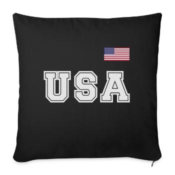 ÉQUIPE Bannière du drapeau américain des États-Unis sur la police - Housse de coussin décorative 45 x 45 cm - noir - Devant