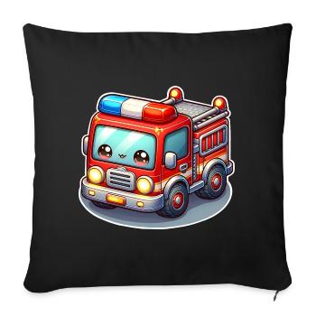 Pompiers avec visage d’enfants - Housse de coussin décorative 45 x 45 cm - noir - Devant