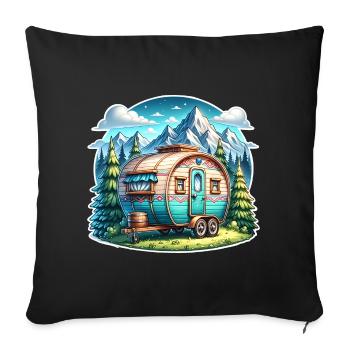 Camping Camper Caravan - Sofa pillowcase 17,3'' x 17,3'' (45 x 45 cm) - black - Front