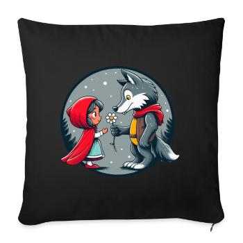 Little Red Riding Hood Wolf Fairy Tale Children's Flower Fairy Tale Character - Sofa pillowcase 17,3'' x 17,3'' (45 x 45 cm) - black - Front