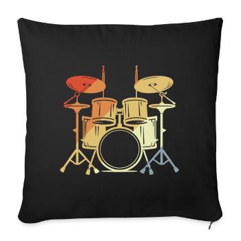 Drum Set Vintage Look - Sofa pillowcase 17,3'' x 17,3'' (45 x 45 cm) - black - Front