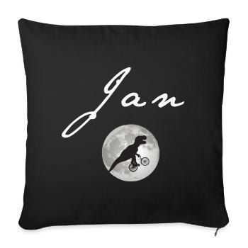 JAN - Beautiful boy name with dinosaur - Sofa pillowcase 17,3'' x 17,3'' (45 x 45 cm) - black - Front