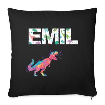EMIL - Beautiful boy name with dinosaur - Sofa pillowcase 17,3'' x 17,3'' (45 x 45 cm) - black - Front