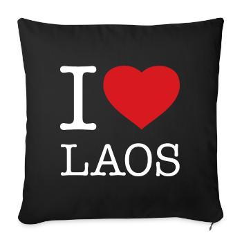 I LOVE LAOS - Sofa pillowcase 17,3'' x 17,3'' (45 x 45 cm) - black - Front