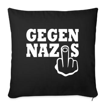Gegen nazis Mittelfinger - Sofakissenbezug 45 x 45 cm - Schwarz - Vorne
