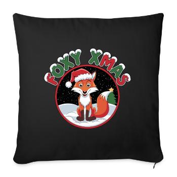 Foxy Xmas Christmas Fox Santa Hat Funny - Sofa pillowcase 17,3'' x 17,3'' (45 x 45 cm) - black - Front