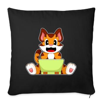 Tiger Laptop - Sofa pillowcase 17,3'' x 17,3'' (45 x 45 cm) - black - Front