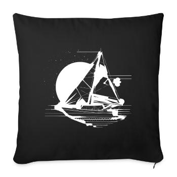 Croquis de voilier - Housse de coussin décorative 45 x 45 cm - noir - Devant