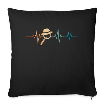 Battement de coeur rétro loupe - Housse de coussin décorative 45 x 45 cm - noir - Devant