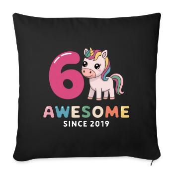 6e anniversaire - Génial depuis 2019 - Housse de coussin décorative 45 x 45 cm - noir - Devant
