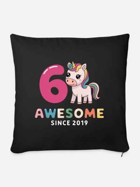 6. Geburtstag - Awesome Since 2019 - Sofakissenbezug 45 x 45 cm - Schwarz