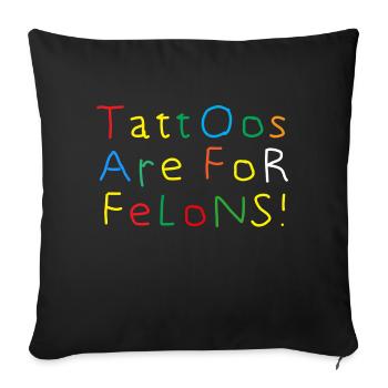 Les tatouages sont pour les criminels Illustration tatouée - Housse de coussin décorative 45 x 45 cm - noir - Devant