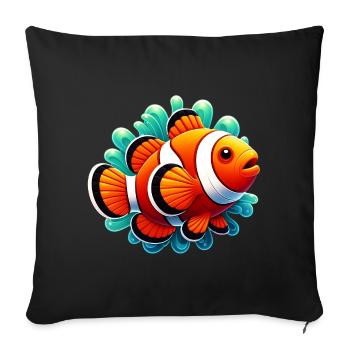 Poisson-clown - Housse de coussin décorative 45 x 45 cm - noir - Devant