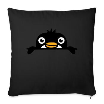 Little penguin peeking sweetly from behind wall child - Sofa pillowcase 17,3'' x 17,3'' (45 x 45 cm) - black - Front