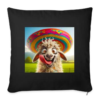 Sheep with Sombrero - Sofa pillowcase 17,3'' x 17,3'' (45 x 45 cm) - black - Front