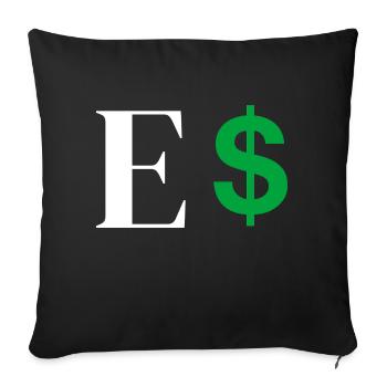Letter E Dollar - Sofa pillowcase 17,3'' x 17,3'' (45 x 45 cm) - black - Front
