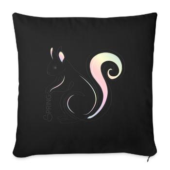 Illustration d’écureuil – Inspiration printanière - Housse de coussin décorative 45 x 45 cm - noir - Devant