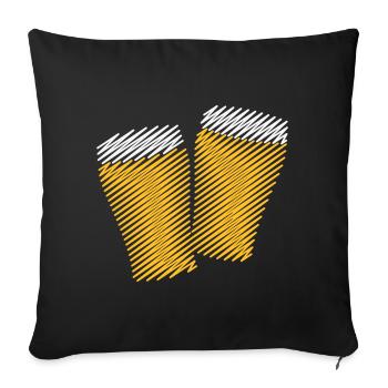 2 verres à bière Toast (bière / gribouillage) - Housse de coussin décorative 45 x 45 cm - noir - Devant