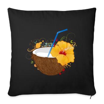 Exotischer Kokos-Cocktail mit Hibiskus - Sofakissenbezug 45 x 45 cm - Schwarz - Vorne