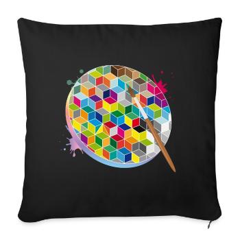 Creative Artist Palette with Geometric Colors - Sofa pillowcase 17,3'' x 17,3'' (45 x 45 cm) - black - Front