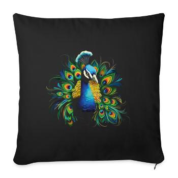 Paon Paon Plume Exotique Coloré Coloré Art - Housse de coussin décorative 45 x 45 cm - noir - Devant