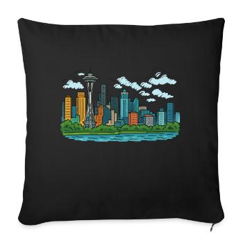 Seattle City - Sofa pillowcase 17,3'' x 17,3'' (45 x 45 cm) - black - Front