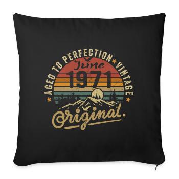 Anniversaire Juin 1971 Juin 1971 Juin 1971 - Housse de coussin décorative 45 x 45 cm - noir - Devant