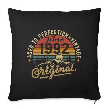 Anniversaire Juin 1992 Juin 1992 Juin 1992 - Housse de coussin décorative 45 x 45 cm - noir - Devant