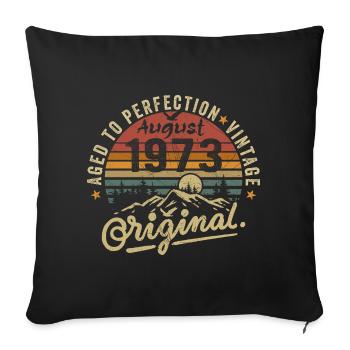 Anniversaire 1973 Millésime Août 1973 Cadeau 1973 - Housse de coussin décorative 45 x 45 cm - noir - Devant