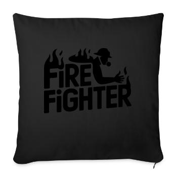 Fire fighter - Cool Hero Logo - Sofa pillowcase 17,3'' x 17,3'' (45 x 45 cm) - black - Front