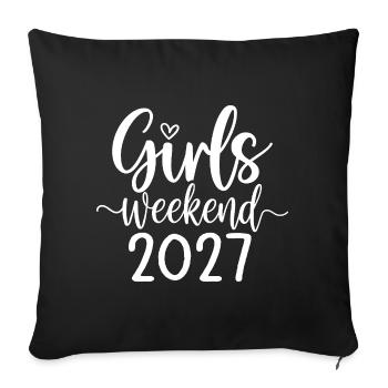Lettrage du week-end des filles 2027 - Housse de coussin décorative 45 x 45 cm - noir - Devant