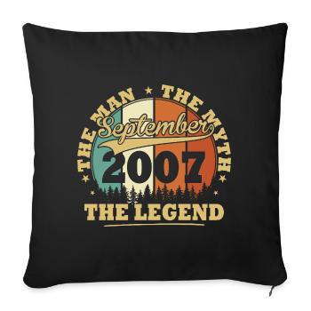 Vintage September 2007 birthday gift 18 year - Sofa pillowcase 17,3'' x 17,3'' (45 x 45 cm) - black - Front