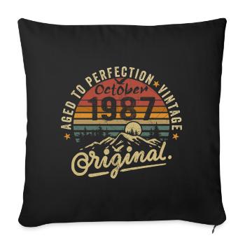1987 Born in october 1987 Born in october 1987 - Sofa pillowcase 17,3'' x 17,3'' (45 x 45 cm) - black - Front