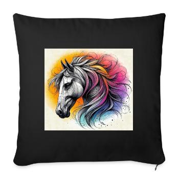 cheval - Housse de coussin décorative 45 x 45 cm - noir - Devant