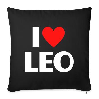 I love Leo Rotes Herz Romantischer Name Fan - Sofakissenbezug 45 x 45 cm - Schwarz - Vorne
