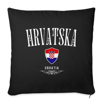 Croatian pride, Croatian flag - Sofa pillowcase 17,3'' x 17,3'' (45 x 45 cm) - black - Front