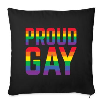 Proud Gay Rainbow Lettering - Sofa pillowcase 17,3'' x 17,3'' (45 x 45 cm) - black - Front