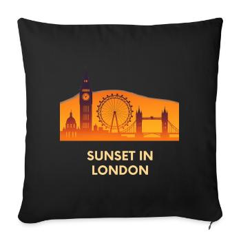 Coucher de soleil Silhouette de l’horizon de Londres - Housse de coussin décorative 45 x 45 cm - noir - Devant