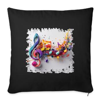 Notes de musique colorées Motif d’art - Housse de coussin décorative 45 x 45 cm - noir - Devant