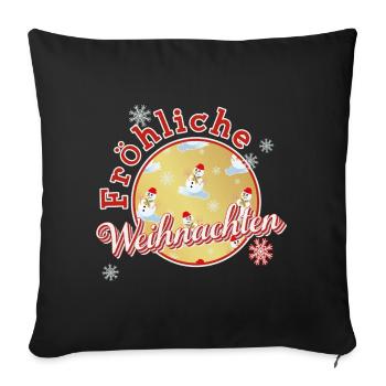 Joyeux Noël avec des bonhommes de neige - Housse de coussin décorative 45 x 45 cm - noir - Devant