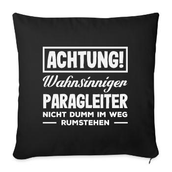 Parapente Aventure Parapente Attention - Housse de coussin décorative 45 x 45 cm - noir - Devant