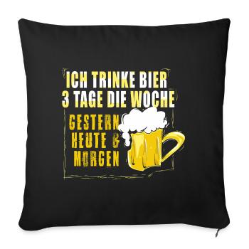 Amateurs de bière Dicton de bière Buveurs de bière Alcool - Housse de coussin décorative 45 x 45 cm - noir - Devant