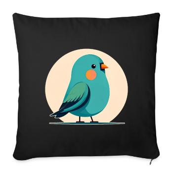 Petit oiseau vert-bleu - Housse de coussin décorative 45 x 45 cm - noir - Devant