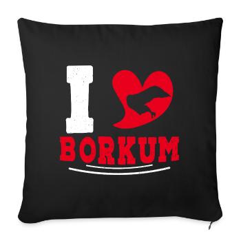 Borkumer Insel I LOVE BORKUM Lustiges - Sofakissenbezug 45 x 45 cm - Schwarz - Vorne