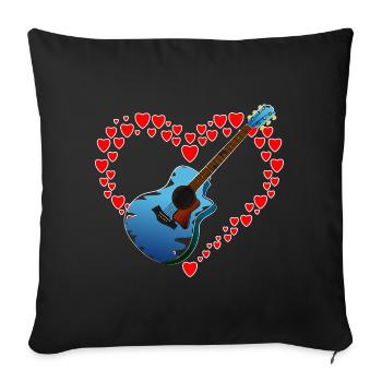 Cœur à la guitare - Housse de coussin décorative 45 x 45 cm - noir - Devant