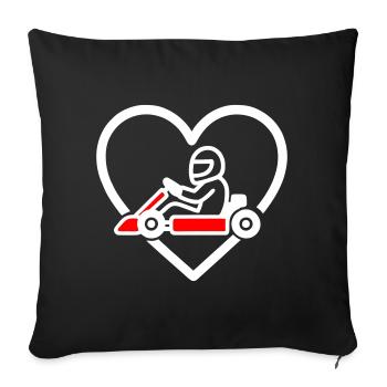 Heart Karting – Racing Lover Design - Sofa pillowcase 17,3'' x 17,3'' (45 x 45 cm) - black - Front