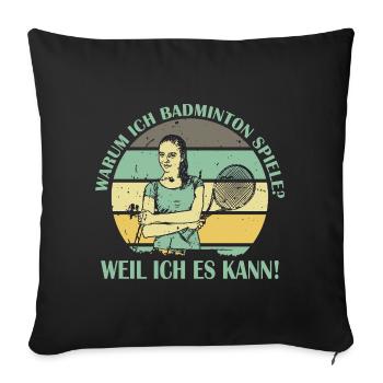 Joueur de badminton offre des tenues de badminton - Housse de coussin décorative 45 x 45 cm - noir - Devant