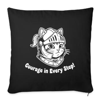 Cat Knight Courage in Every Step - Sofa pillowcase 17,3'' x 17,3'' (45 x 45 cm) - black - Front