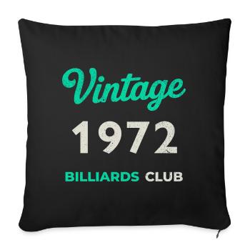 Vintage 1972 – Billiards Club Année de naissance rétro - Housse de coussin décorative 45 x 45 cm - noir - Devant